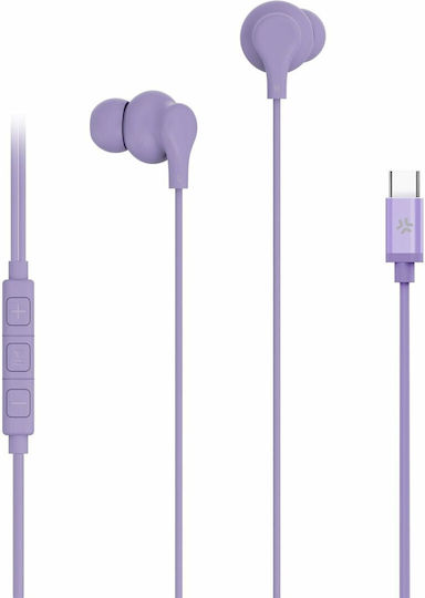 Celly UP1600TYPECVL In-ear Handsfree Ακουστικά με Βύσμα 3.5mm Μωβ
