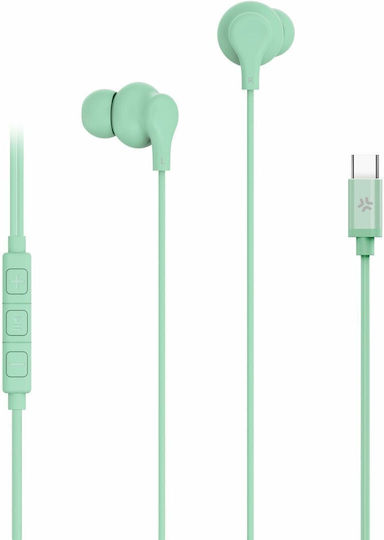 Celly UP1600TYPECGN In-ear Handsfree Ακουστικά με Βύσμα 3.5mm Πράσινο