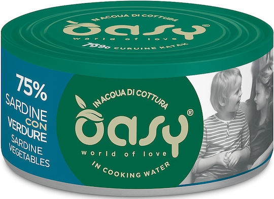 Oasy Love Υγρή Τροφή για Ενήλικες Γάτες σε Κονσέρβα με Σαρδέλα, Λαχανικά, Κρέας, Ψάρια και Ρύζι χωρίς Σιτηρά & Γλουτένη 70gr