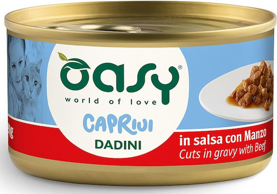 Oasy Υγρή Τροφή για Γάτες σε Κονσέρβα με Βοδινό και Κρέας χωρίς Σιτηρά 85gr