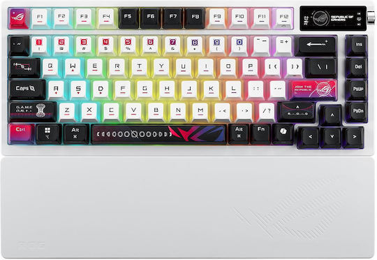 Asus ROG Azoth X Ασύρματο Gaming Μηχανικό Πληκτρολόγιο 75% με ROG NX Snow διακόπτες και RGB φωτισμό (International English) Λευκό