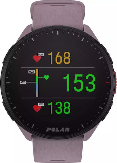 Polar Pacer 45mm Smartwatch με Παλμογράφο (Purple Dusk)