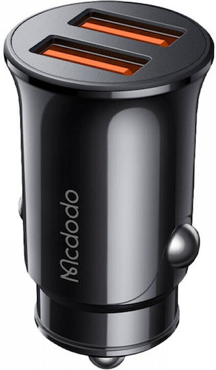 Mcdodo Φορτιστής Αυτοκινήτου 12W 2A με Θύρες: 2xUSB Μαύρος CC-6602