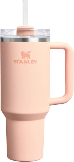 Stanley Flowstate Handled Tumbler Θερμός Ανοξείδωτο BPA Free 1.18lt Orange Cream με Καλαμάκι και Λαβή 10-10825-423