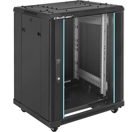 Qoltec Επιδαπέδια Καμπίνα Rack 15U Γκρι 54518