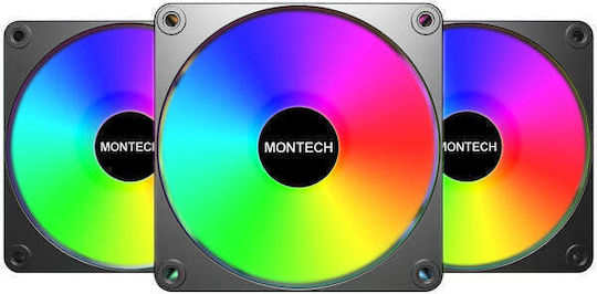 Montech GF120R V2 ARGB Reverse Case Fan με Σύνδεση 3-Pin / 4-Pin PWM 3τμχ