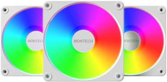 Montech GF120R V2 ARGB Reverse Case Fan με Σύνδεση 3-Pin / 4-Pin PWM 3τμχ Λευκό
