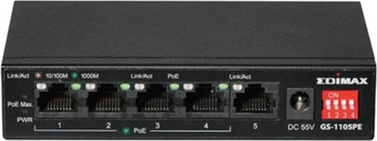Edimax GS-1105PE Managed L2 PoE Switch με 5 Θύρες Gigabit (1Gbps) Ethernet