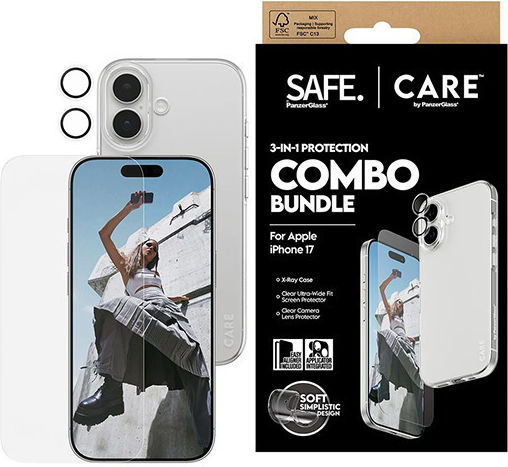 PanzerGlass Care Fashionable Back Cover Tempered Glass / Πλαστικό Σετ με Τζαμάκι Διάφανο (iPhone 17) CR56180