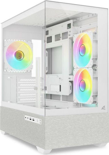 Sharkoon MK7 ARGB Gaming Mini Tower Κουτί Υπολογιστή με Πλαϊνό Παράθυρο Λευκό