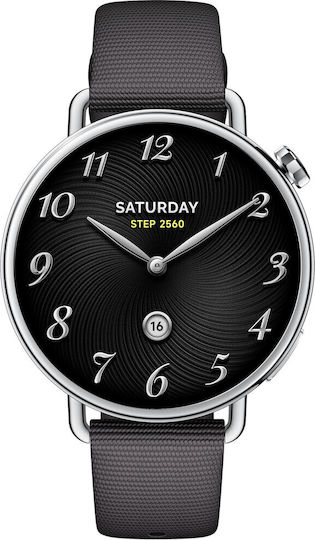 Xiaomi Watch S4 Aluminium 41mm Αδιάβροχο με Παλμογράφο (Μαύρο)