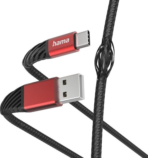 HAMA USB 2.0 Cable USB-C male - USB-A Μαύρο 1.5m 000000201540