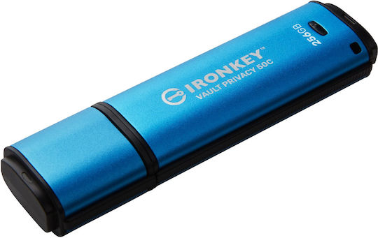 Kingston IronKey Vault Privacy 50 256GB USB 3.2 Stick με σύνδεση USB-C Μπλε