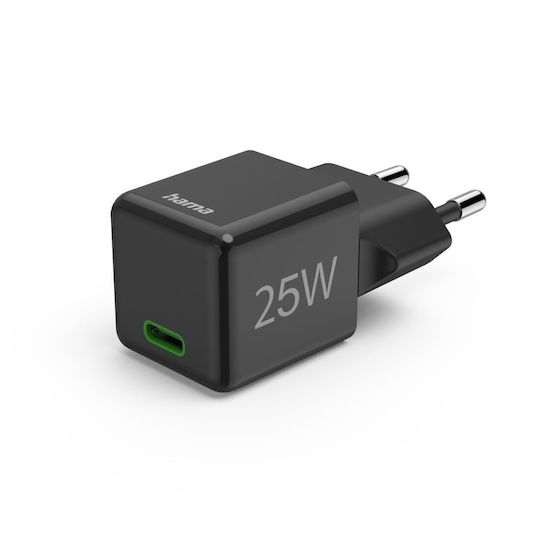HAMA Φορτιστής Χωρίς Καλώδιο με Θύρα USB-C 25W Power Delivery / Quick Charge 3.0 Μαύρος (00201985)