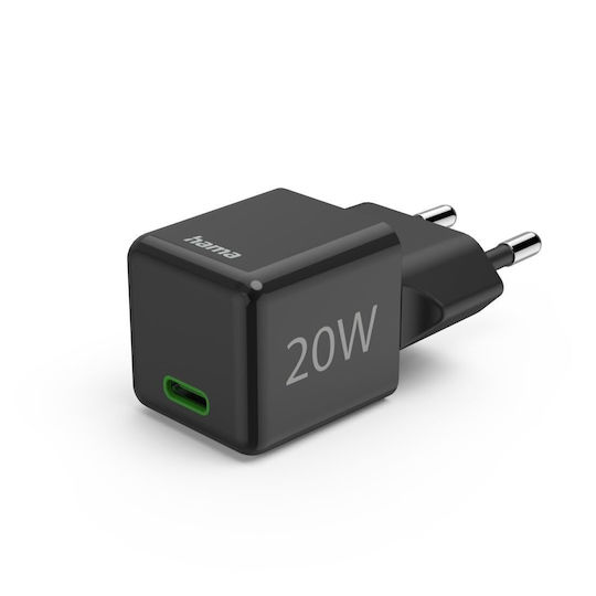 HAMA Φορτιστής Χωρίς Καλώδιο με Θύρα USB-C 20W Power Delivery Μαύρος (00201984)
