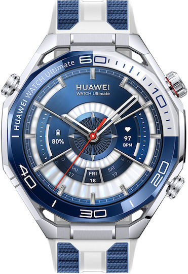 Huawei Watch Ultimate 2 Stainless Steel 48mm Αδιάβροχο με SIM και Παλμογράφο (Μπλε)