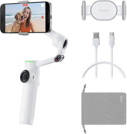 Insta360 Flow 2 Standard Bundle Gimbal Κινητού με Σταθεροποιητή 3 Αξόνων και 10 ώρες λειτουργίας Λευκό