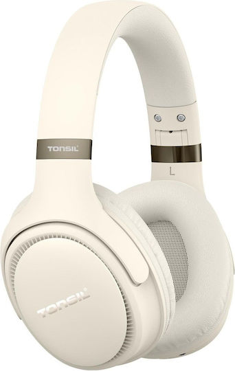 Tonsil R35BT Ασύρματα Bluetooth Over Ear Ακουστικά με Ραδιόφωνο με 55 ώρες Λειτουργίας Μπεζ