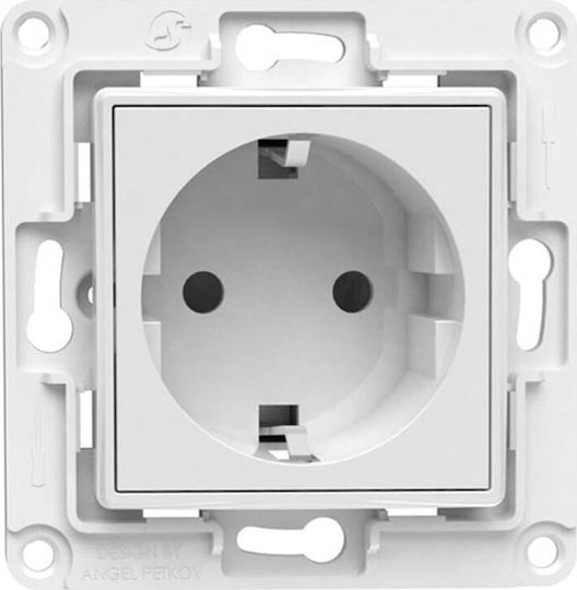 Shelly Wall Socket EU Μονή Χωνευτή Πρίζα Ρεύματος Λευκή