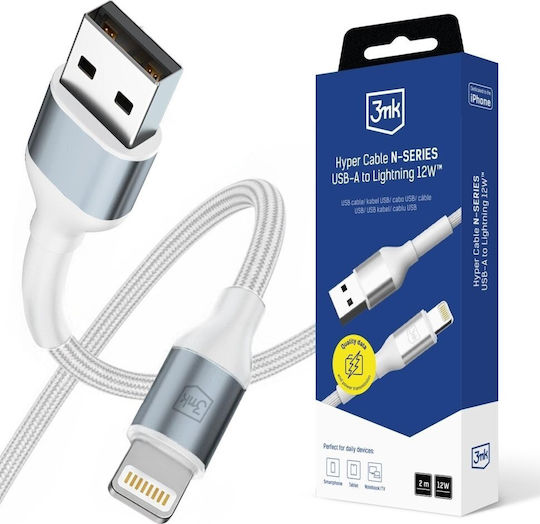 3MK USB-A to Lightning Cable 12W Λευκό 2m