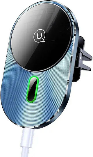 Usams Βάση Κινητού Αυτοκινήτου με Μαγνήτη και Ασύρματη Φόρτιση Γκρι CD170DZ01