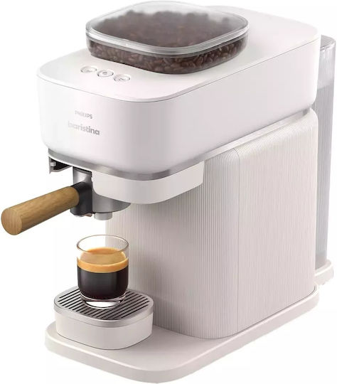Philips Baristina Αυτόματη Μηχανή Espresso 1500W Πίεσης 16bar με Μύλο Άλεσης Λευκή
