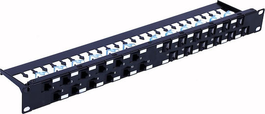 Techly Patch Panel Keystone για Rack 1U 19" 24 Θυρών cat6a Γκρι 367836