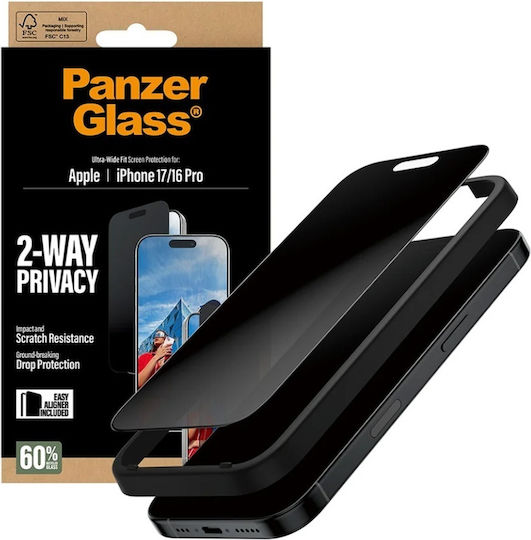 PanzerGlass Ultra-Wide Fit EasyAligner Privacy Tempered Glass (iPhone 17 / 17 Pro / 16 Pro) PG93414