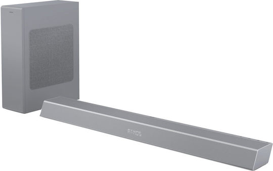 Philips TAB8505 Soundbar 2.1 Bluetooth, HDMI και Wi-Fi 200W με Ασύρματο Subwoofer και Τηλεχειριστήριο Ασημί