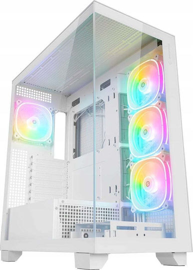 Rampage Hydra V1 Gaming Midi Tower Κουτί Υπολογιστή με Πλαϊνό Παράθυρο Λευκό
