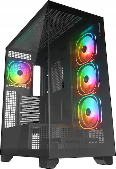 Rampage Hydra V1 Gaming Midi Tower Κουτί Υπολογιστή με Πλαϊνό Παράθυρο Μαύρο