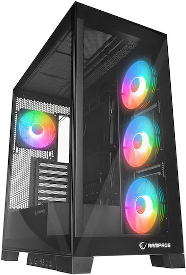 Rampage Hydra V2 Gaming Midi Tower Κουτί Υπολογιστή με Πλαϊνό Παράθυρο Μαύρο