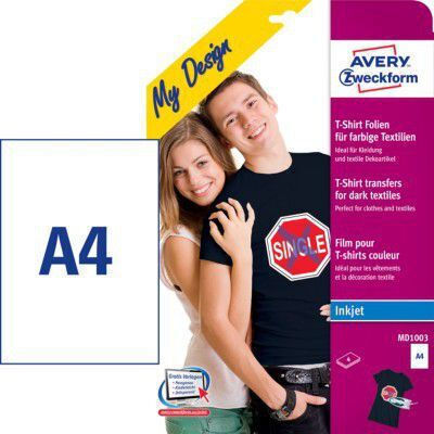 Μεταφορικό Φιλμ Μπλουζάκια Avery Zweckform Έγχρωμα Υφάσματα 4 Φύλλα