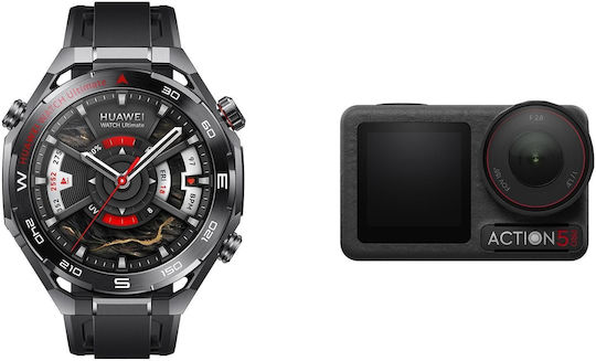 Huawei Watch Ultimate 2 & DJI Osmo Action 5 Pro Stainless Steel 48mm Αδιάβροχο με SIM και Παλμογράφο (Μαύρο)