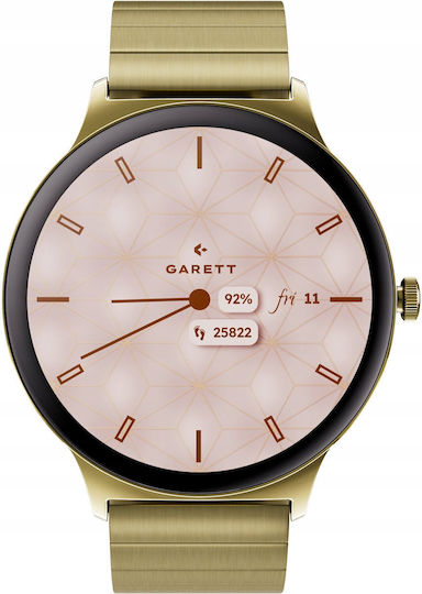 Garett Verona 2 Stainless Steel 43mm Smartwatch με Παλμογράφο (Χρυσό)