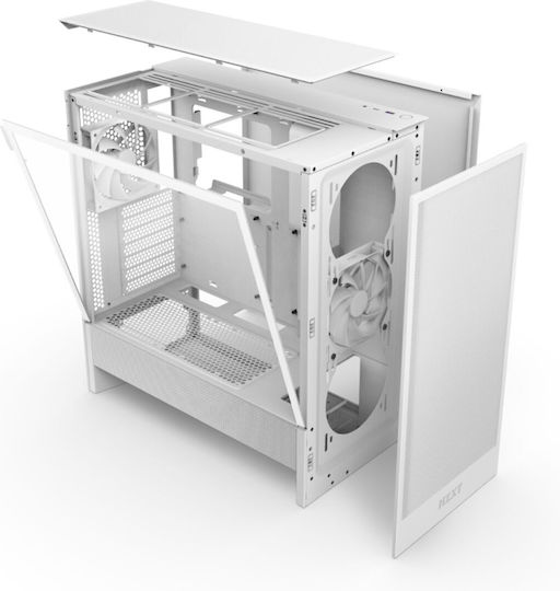 NZXT H5 Flow Midi Tower Κουτί Υπολογιστή με Πλαϊνό Παράθυρο Λευκό