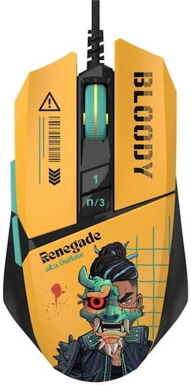 A4Tech Bloody W63 Max Renegade Midnight RGB Gaming Ποντίκι Κίτρινο