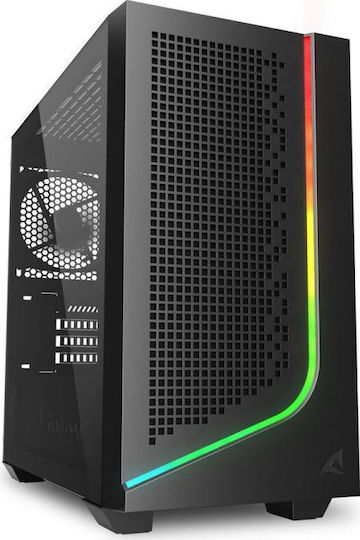 Sharkoon J1000 ARGB Mini Tower Κουτί Υπολογιστή με Πλαϊνό Παράθυρο Μαύρο