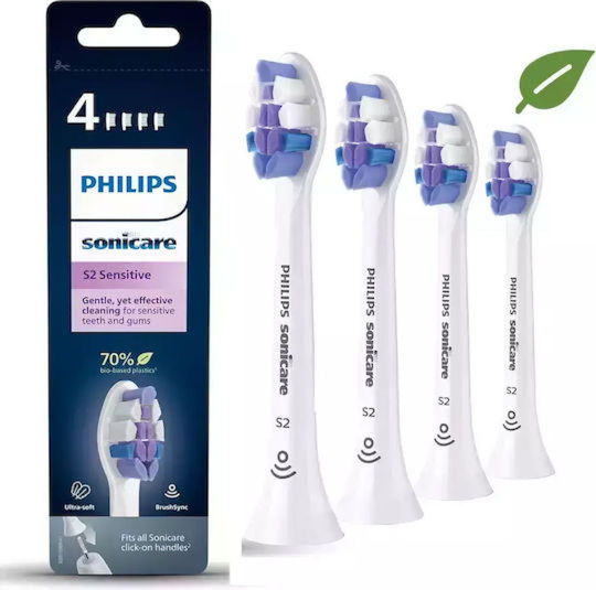 Philips Sonicare S2 Sensitive Ανταλλακτικές Κεφαλές για Ηλεκτρική Οδοντόβουρτσα HX6054/10 4τμχ