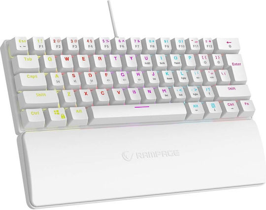 Rampage PLOWERK60 Gaming Μηχανικό Πληκτρολόγιο Tenkeyless με Custom Blue διακόπτες και RGB φωτισμό (Αγγλικό US) Λευκό