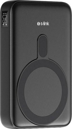 S-Link M1051 MagSafe Power Bank 10000mAh 15W με Θύρα USB-A και Θύρα USB-C Power Delivery / Quick Charge 3.0 Μαύρο