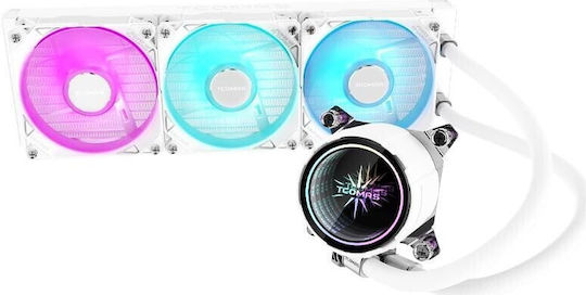 Tcomas LA200 Υδρόψυξη Επεξεργαστή Τριπλού Ανεμιστήρα 120mm για Socket AM4/AM5/1700 με Λευκό Φωτισμό Λευκή
