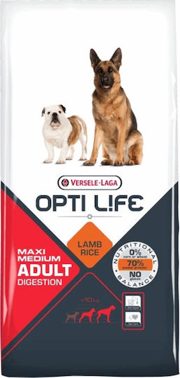 Versele Laga Opti Life Digestion Adult Medium & Maxi 12.5kg Ξηρά Τροφή χωρίς Σιτηρά & Γλουτένη για Ενήλικους Σκύλους Μεγαλόσωμων Φυλών με Αρνί και Ρύζι