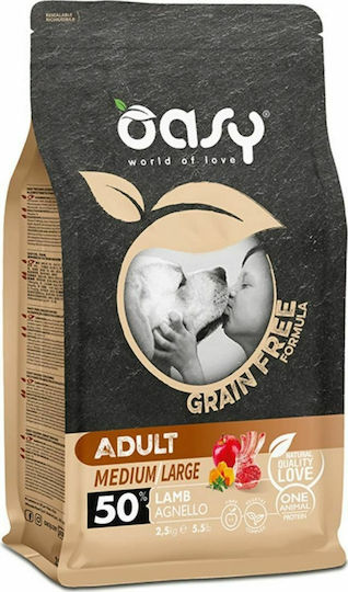 Oasy World Of Love Grain Free 12kg Ξηρά Τροφή χωρίς Σιτηρά για Ενήλικους Σκύλους Μεσαίων & Μεγαλόσωμων Φυλών με Αρνί