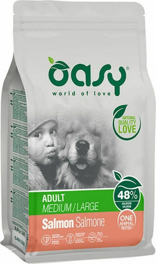 Oasy World Of Love 12kg Ξηρά Τροφή για Ενήλικους Σκύλους Μεσαίων & Μεγαλόσωμων Φυλών με Σολομό