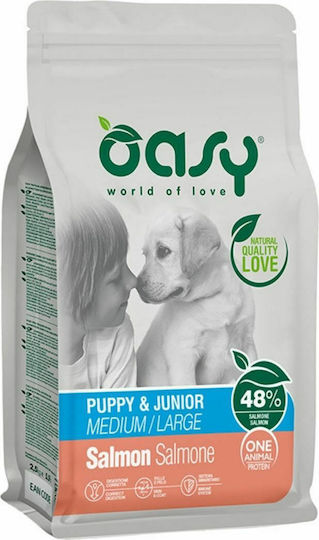 Oasy World Of Love 12kg Ξηρά Τροφή για Κουτάβια Μεσαίων & Μεγαλόσωμων Φυλών με Σολομό