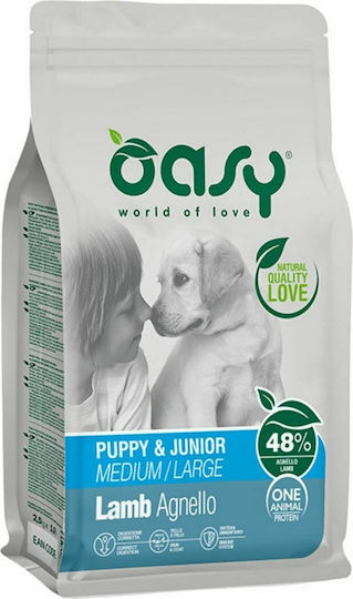 Oasy World Of Love 12kg Ξηρά Τροφή για Κουτάβια Μεσαίων & Μεγαλόσωμων Φυλών με Αρνί
