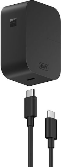 Microsoft Surface USB-C Φορτιστής Laptop 45W 5V για Microsoft με Αποσπώμενο Καλώδιο Τροφοδοσίας EP2-29823
