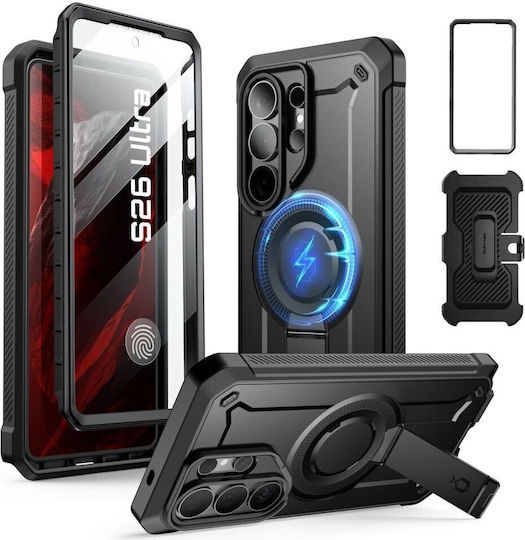 Supcase Unicorn Beetle Pro Mag 360 Full Cover Σιλικόνης / Πλαστικό Σετ με Τζαμάκι Μαύρο (Galaxy S26 Ultra)