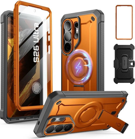 Supcase Unicorn Beetle Pro Mag 360 Full Cover Σιλικόνης / Πλαστικό Σετ με Τζαμάκι Πορτοκαλί (Galaxy S26 Ultra)